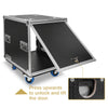Sound Town STPR-12 | 12U Slam Rack Road Case, Retractable Sliding Doors, Adjustable Depth, Stackable, Casters, 12mm PVC-Laminated Plywood, for PA/DJ Gear - Easy to unlock and lift the door.