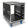 Sound Town STPR-12 | 12U Slam Rack Road Case, Retractable Sliding Doors, Adjustable Depth, Stackable, Casters, 12mm PVC-Laminated Plywood, for PA/DJ Gear - Right Angle 