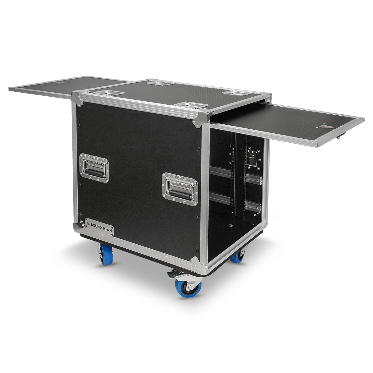 STPR-12 | 12U Slam Rack Road Case, Retractable Sliding Doors