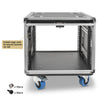 Sound Town STPR-8 | 8U Slam Rack Road Case with Retractable Sliding Doors, Adjustable Depth, Stackable, Casters, 12mm PVC-Laminated Plywood, for PA/DJ Gear - Cage Nuts for Precise & Convenient Racking