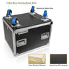 Sound Town STPR-8 | 8U Slam Rack Road Case with Retractable Sliding Doors, Adjustable Depth, Stackable, Casters, 12mm PVC-Laminated Plywood, for PA/DJ Gear - 4" Silent Shock-Absorbing Rubber Wheels and Metal Plates