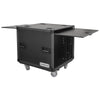 Sound Town STPR-B10 | Black Series 10U Slam Rack Road Case with Retractable Sliding Doors, Rackable Depth 19.37", Casters, 3/8" PVC-Laminated Plywood for PA/DJ Gear - Right View, Open Doors