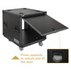 Sound Town STPR-B10 | Black Series 10U Slam Rack Road Case with Retractable Sliding Doors, Rackable Depth 19.37", Casters, 3/8" PVC-Laminated Plywood for PA/DJ Gear - Press to Unlock