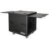 Sound Town STPR-B12 | Black Series 12U Slam Rack Road Case with Retractable Sliding Doors, Rackable Depth 21.46", Casters, 3/8" PVC-Laminated Plywood for PA/DJ Gear - Right View, Open Doors