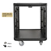 Sound Town STPR-B12 | Black Series 12U Slam Rack Road Case with Retractable Sliding Doors, Rackable Depth 21.46", Casters, 3/8" PVC-Laminated Plywood for PA/DJ Gear - Rack Rails, Included cage nuts and screws