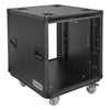 Sound Town STPR-B12 | Black Series 12U Slam Rack Road Case with Retractable Sliding Doors, Rackable Depth 21.46", Casters, 3/8" PVC-Laminated Plywood for PA/DJ Gear - Right View