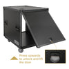 Sound Town STPR-B12 | Black Series 12U Slam Rack Road Case with Retractable Sliding Doors, Rackable Depth 21.46", Casters, 3/8" PVC-Laminated Plywood for PA/DJ Gear - Press to Unlock
