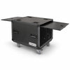 Sound Town STPR-B8 | Black Series 8U Slam Rack Road Case with Retractable Sliding Doors, Rackable Depth 19.37", Casters, 3/8" PVC-Laminated Plywood for PA/DJ Gear - Right View, Open Doors