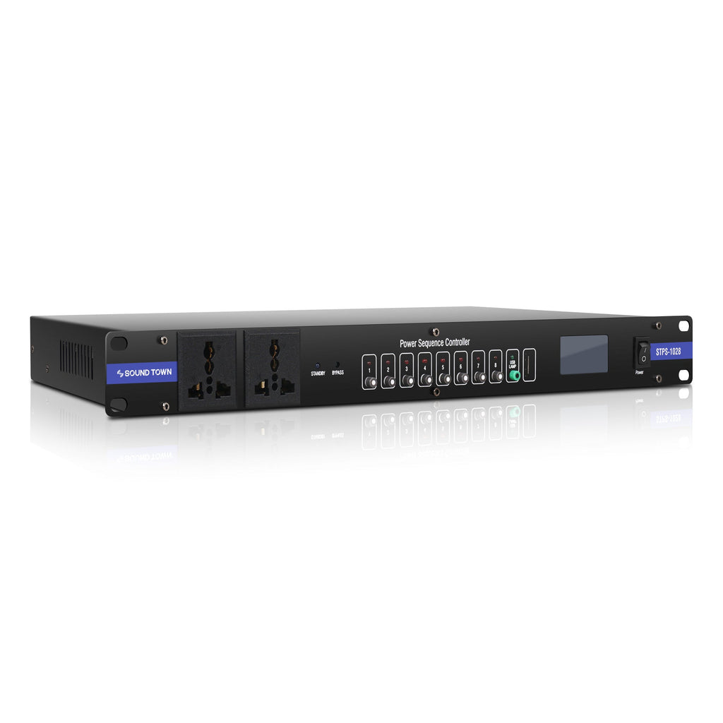 Sound Town STPS-1028-R | REFURBISHED: Rack-Mountable AC Power Conditioner / Sequencer with Surge Protection, Voltage Display, for Stage, Studio, Home Theater - Distribution System