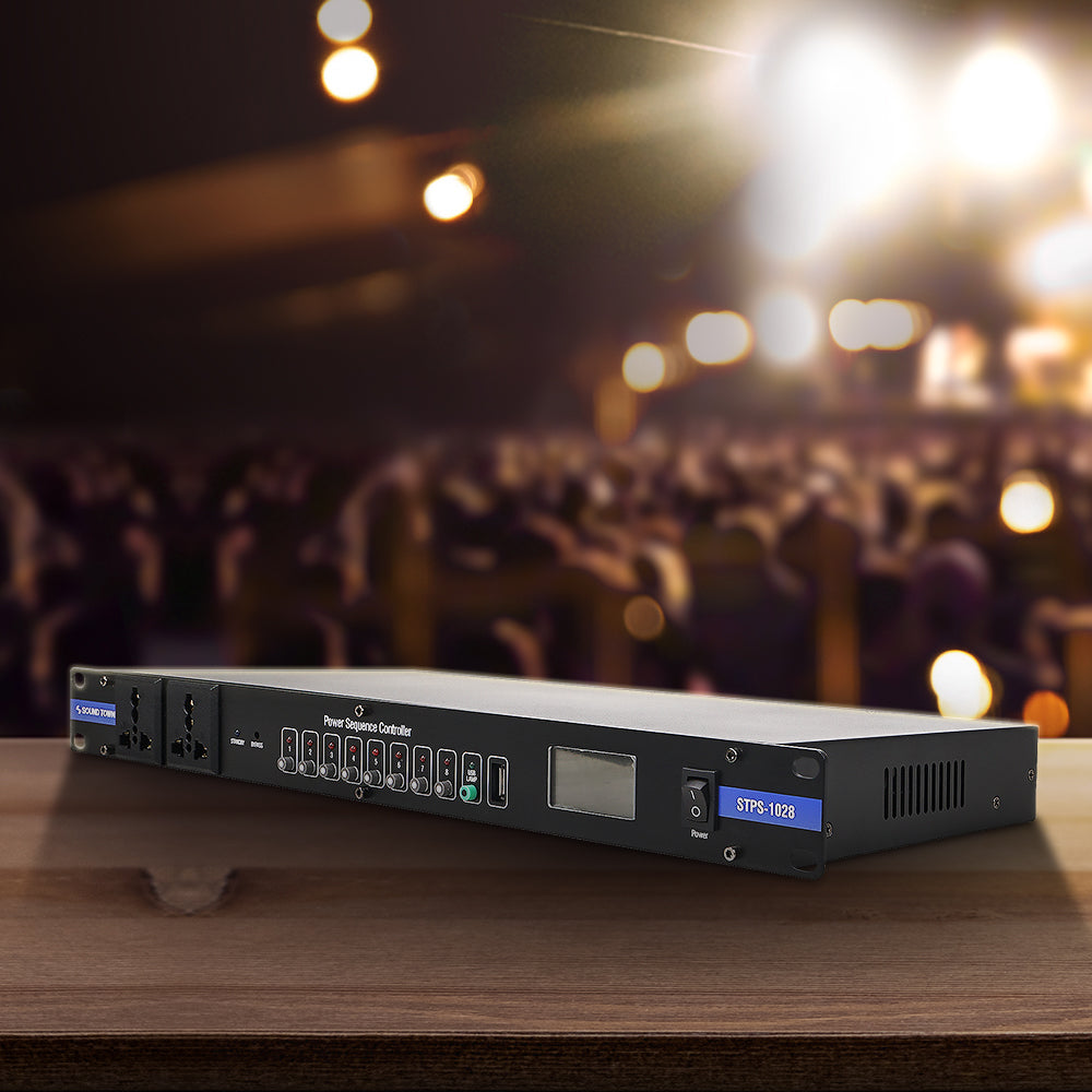 Sound Town STPS-1028-R | REFURBISHED: Rack-Mountable AC Power Conditioner / Sequencer with Surge Protection, Voltage Display, for Stage, Studio, Home Theater, Concerts