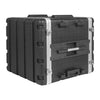 Sound Town STRC-A10UT | Lightweight and Compact 10U PA/DJ ABS Road Case w/ 9U Rack Space, 19” Depth, Retractable Handle, Wheels, Heavy-Duty Latches