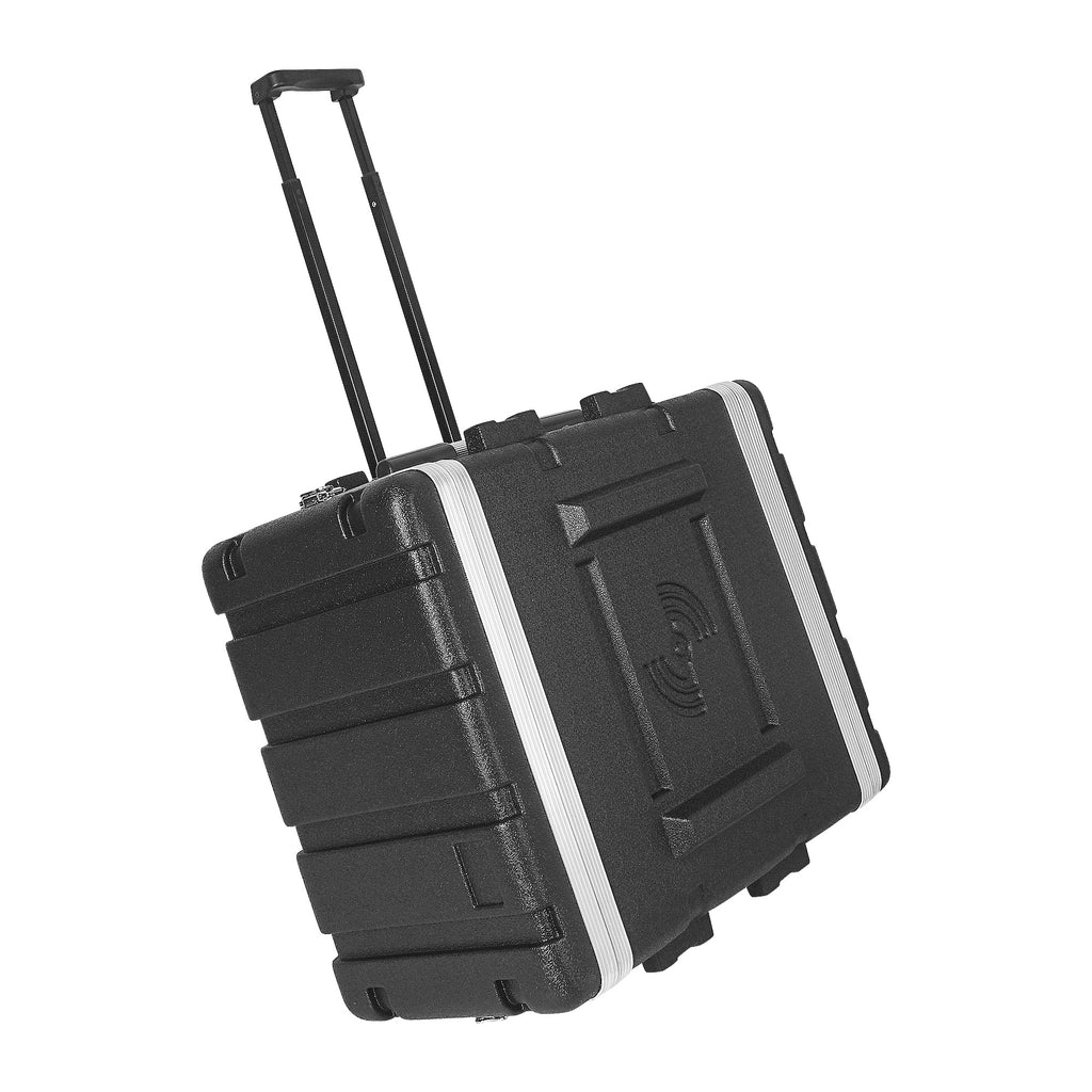 Sound Town STRC-A6UT Lightweight and Compact 6U (6 Space) PA DJ ABS Rack/Road Case, 19” Depth, Retractable Handle, Wheels and Heavy-Duty Latches - Luggage, Travel, Rolling