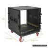 Sound Town STRC-B10UW | Black Series 10U PA/DJ Rack/Road Case with 10-Space, All-Black Anodized Hardware, Plywood, Casters, and 21” Rackable Depth - Size and Dimensions