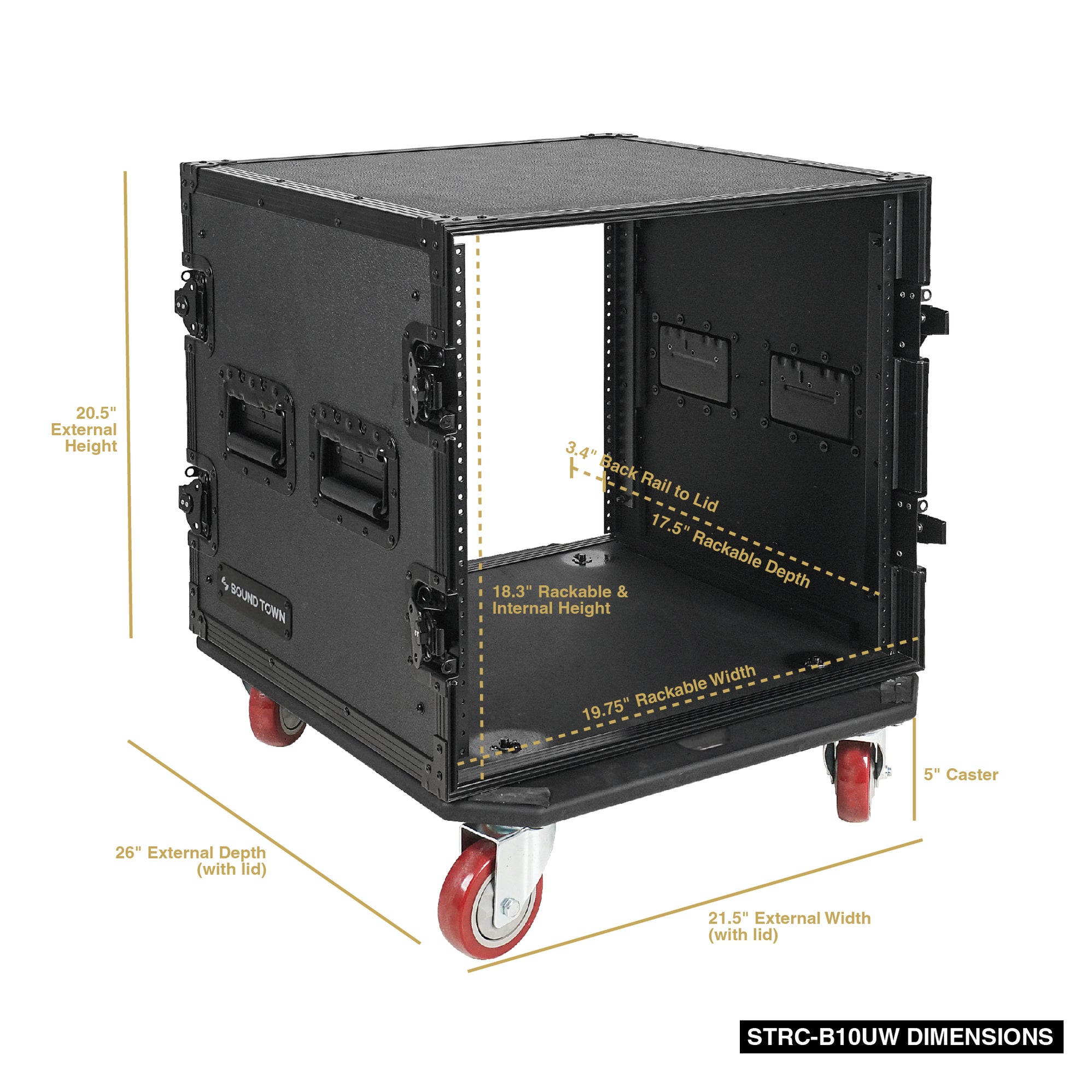 STRC-B10UW | Black Series 10U Space PA/DJ Rack/Road Case w/ All-Black ...
