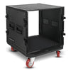 Sound Town STRC-B10UW | Black Series 10U PA/DJ Rack/Road Case with 10-Space, All-Black Anodized Hardware, Plywood, Casters, and 21” Rackable Depth - Internal Compartment