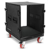 Sound Town STRC-B12UW | Black Series 12U PA/DJ Rack/Road Case with 12-Space, All-Black Anodized Hardware, Plywood, Casters, and 21” Rackable Depth - Internal Compartment