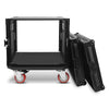 Sound Town STRC-B8UW-R | REFURBISHED: Black Series 8U PA/DJ Rack/Road Case with 8-Space, All-Black Anodized Hardware, Plywood, Casters, and 21” Rackable Depth - Removable Cover Lids