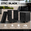 The Sound Town STRC Black Series features touring rack and road cases designed to protect and organize rackmount gear for live sound, mobile production, DJ, and touring applications. Available in different size options, the lineup combines 9mm plywood construction, heavy-duty casters, removable front and rear covers, and all-black anodized hardware, with shock-mount versions available in select sizes for added protection during travel and storage. 