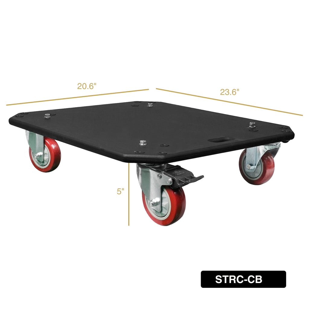 Sound Town STRC-CB | Sturdy Replacement Plywood Caster Board for Road/Rack Case, with 4-inch Wheels and Brakes - Size and Dimensions