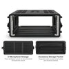 Sound Town STRC-PE4U | 4U Molded PE Rack Road Case with 17" Depth, Microphone and Accessory Storage Lids, Twist Latches, Front & Rear Rack Rails, Lightweight - Features