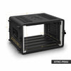 Sound Town STRC-PE6U | 6U Molded PE Rack Road Case with 17" Depth, Microphone and Accessory Storage Lids, Twist Latches, Front & Rear Rack Rails, Lightweight - Size and Dimensions
