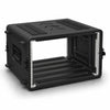 Sound Town STRC-PE6U | 6U Molded PE Rack Road Case with 17" Depth, Microphone and Accessory Storage Lids, Twist Latches, Front & Rear Rack Rails, Lightweight - Right View Open