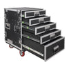 Sound Town STRC-PROW2T5D-R | REFURBISHED: 5-Drawer Customizable Stage and Studio Utility Equipment Workstation Storage Road Case with Two Tables - Pro Tour Grade, Compartments and Drawers for Small Accessories