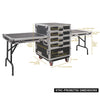 Sound Town STRC-PROW2T5D-R | REFURBISHED: 5-Drawer Customizable Stage and Studio Utility Equipment Workstation Storage Road Case with Two Tables - Pro Tour Grade, Internal & External Size & Dimensions