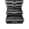 Sound Town STRC-PROW2T5D-R | REFURBISHED: 5-Drawer Customizable Stage and Studio Utility Equipment Workstation Storage Road Case with Two Tables - Pro Tour Grade, EVA Pad Protection