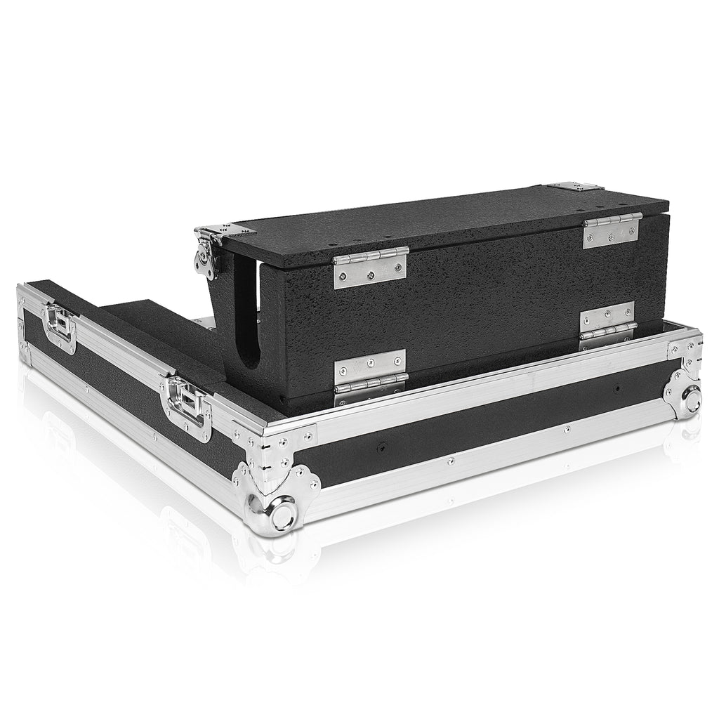 Sound Town STRC-QU16DH-R | REFURBISHED: ATA Plywood Mixer Case with Interior Foam Protection, Dog House and Caster wheels for Allen & Heath QU-16 Mixer Console-Back View