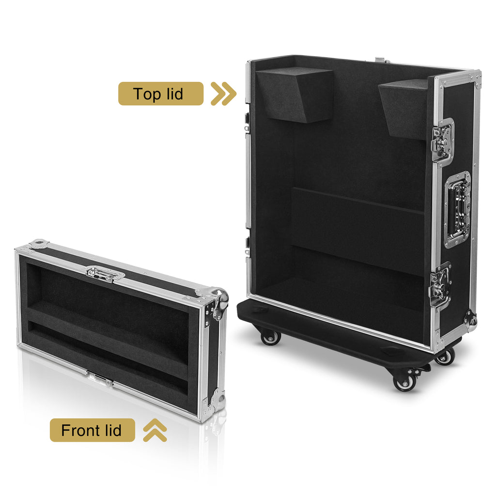 Sound Town STRC-QU16DH-R | REFURBISHED: ATA Plywood Mixer Case with Interior Foam Protection, Dog House and Caster wheels for Allen & Heath QU-16 Mixer Console-Removable Front and Top Lids