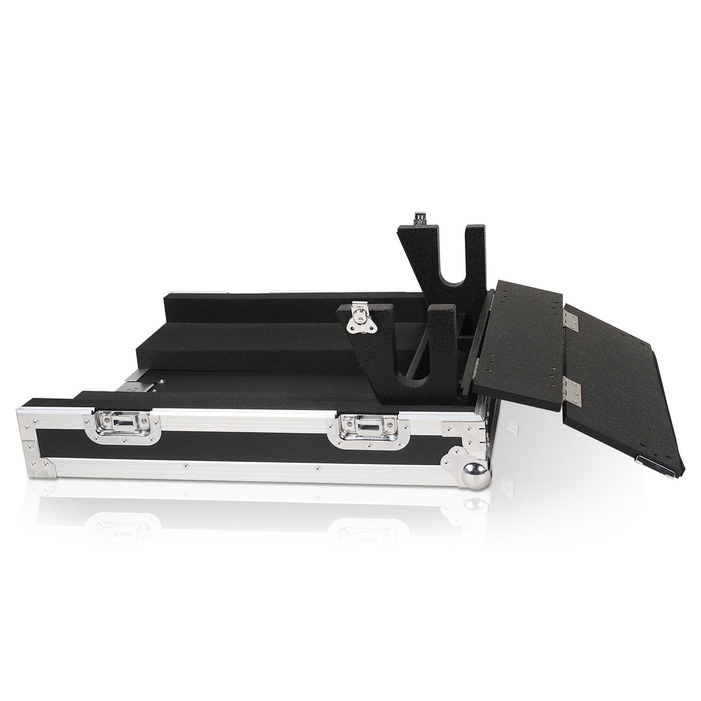 Sound Town STRC-QU16DH-R | REFURBISHED: ATA Plywood Mixer Case with Interior Foam Protection, Dog House and Caster wheels for Allen & Heath QU-16 Mixer Console-Side View