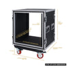 Sound Town STRC-SP12UW-R REFURBISHED: 12U (12 Space) PA/DJ Shock Mount Rack/Road ATA Case with 21" Rackable Depth and Casters - Size & Dimensions