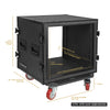 Sound Town STRC-SPB10UW | Black Series Shock Mount 10U ATA Plywood Rack Case with 21" Rackable Depth, All-Black Anodized Hardware and Casters, Pro Tour Grad - Size and Dimensions