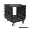 Sound Town STRC-SPB10UW | Black Series Shock Mount 10U ATA Plywood Rack Case with 21" Rackable Depth, All-Black Anodized Hardware and Casters, Pro Tour Grad - Size and Dimensions