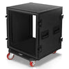 Sound Town STRC-SPB12UW | Black Series Shock Mount 12U ATA Plywood Rack Case with 21" Rackable Depth, All-Black Anodized Hardware and Casters, Pro Tour Grade.
