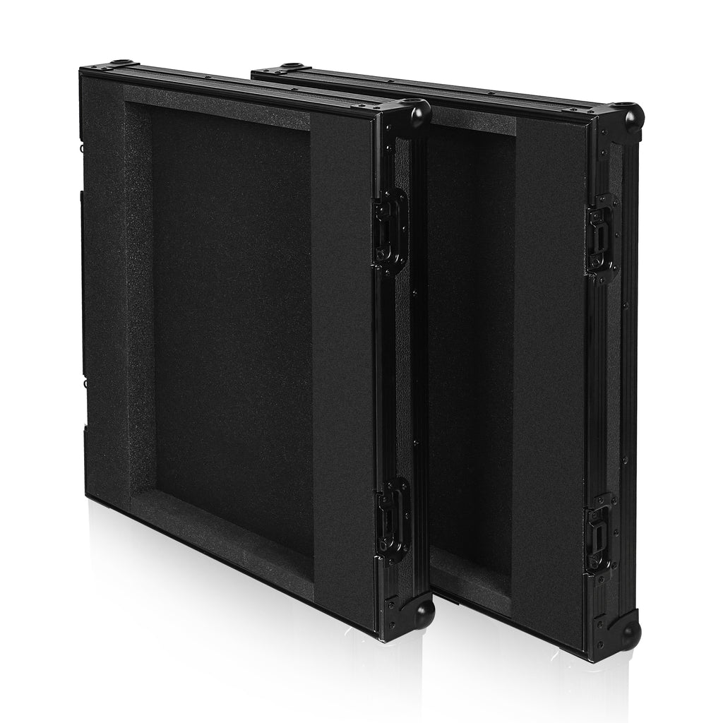 Sound Town STRC-SPB12UW | Black Series Shock Mount 12U ATA Plywood Rack Case with 21" Rackable Depth, All-Black Anodized Hardware and Casters, Pro Tour Grade - Front and Back Covers