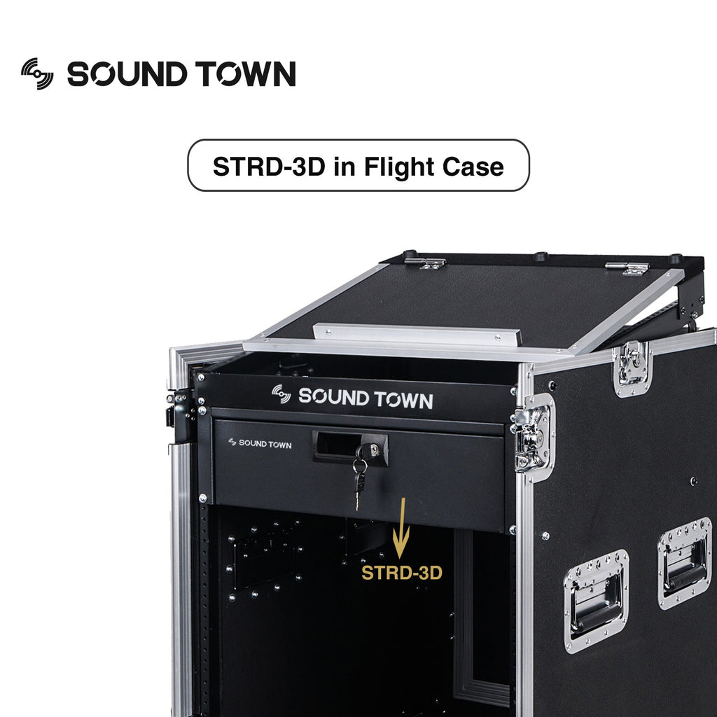 Sound Town STRD-3D-R 19" 3U Locking Rack Mount Sliding Drawer, with Protection Foam, Refurbished - Product Demonstration, For Flight Case, Rack Case, Road Case