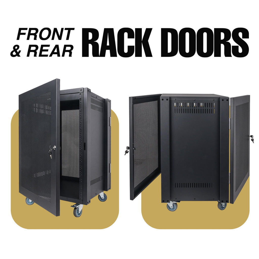 Sound Town STRK-DS21U-R | REFURBISHED: Vented Server Rack Doors, for STRK-M21U Steel Rack - Front & Rear 