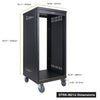 Sound Town STRK-M21U-R | REFURBISHED: 21U Space Universal Steel Equipment Rack w/ Locking Casters, Vented Side Panels for Audio/Video, Server and Network - Size and Dimensions
