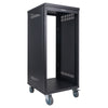 Sound Town STRK-M21U-R | REFURBISHED: 21U Space Universal Steel Equipment Rack w/ Locking Casters, Vented Side Panels for Audio/Video, Server and Network - Vertical Storage