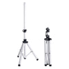 Sound Town STSD-48W-PAIR-R | REFURBISHED: 2-Pack Universal Tripod Speaker Stands with Adjustable Height, 35mm Compatible Insert, Locking Knob and Shaft Pin, White - Open & Closed