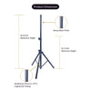Sound Town STSD-71B-PAIR-R | REFURBISHED: 2-Pack Universal Tripod Speaker Stands w/ Adjustable Height, 35mm Compatible Insert, Locking Knob, Shaft Pin, Black - Dimensions