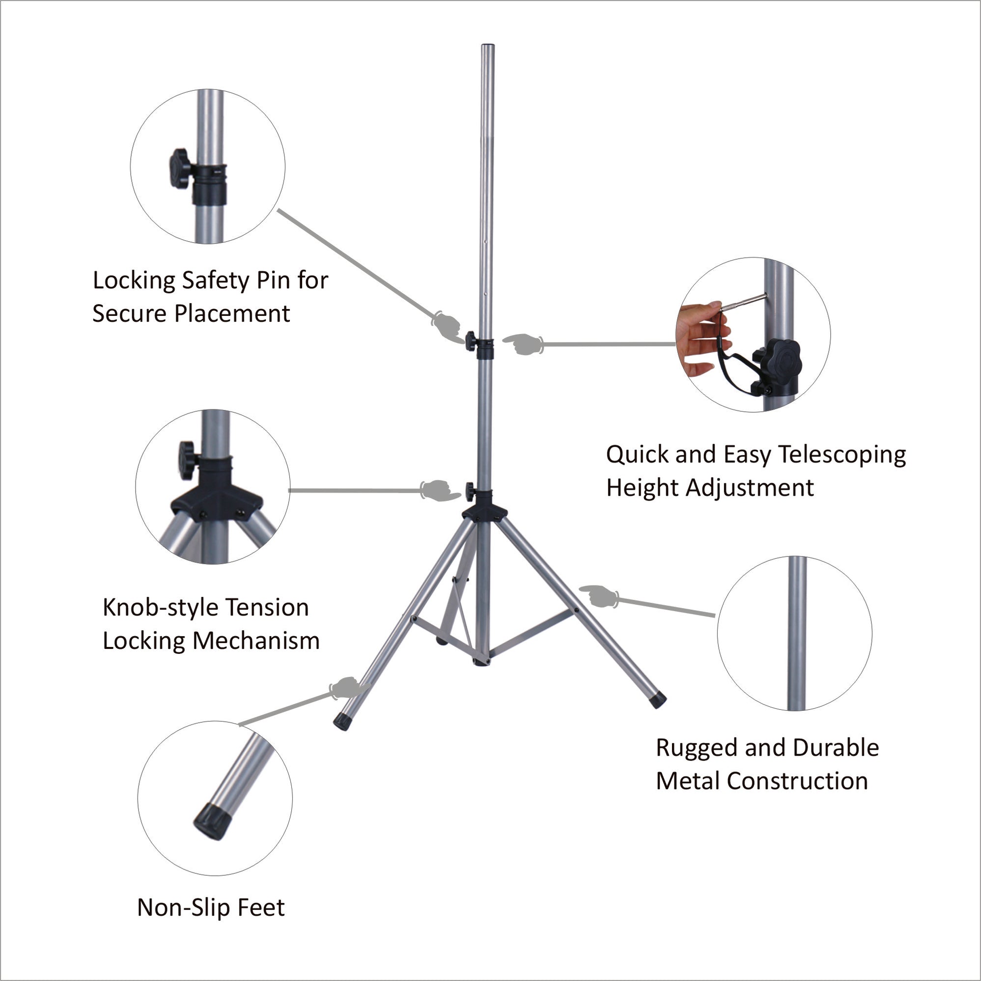 STSD-71W | Universal Tripod Speaker Stand with Adjustable Height, 35mm ...