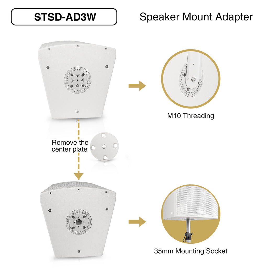 Sound Town STSD-AD1-PAIR 2-Pack Universal 35mm Pole Mounting Speaker Adapter Brackets, Extruded , Black Aluminum