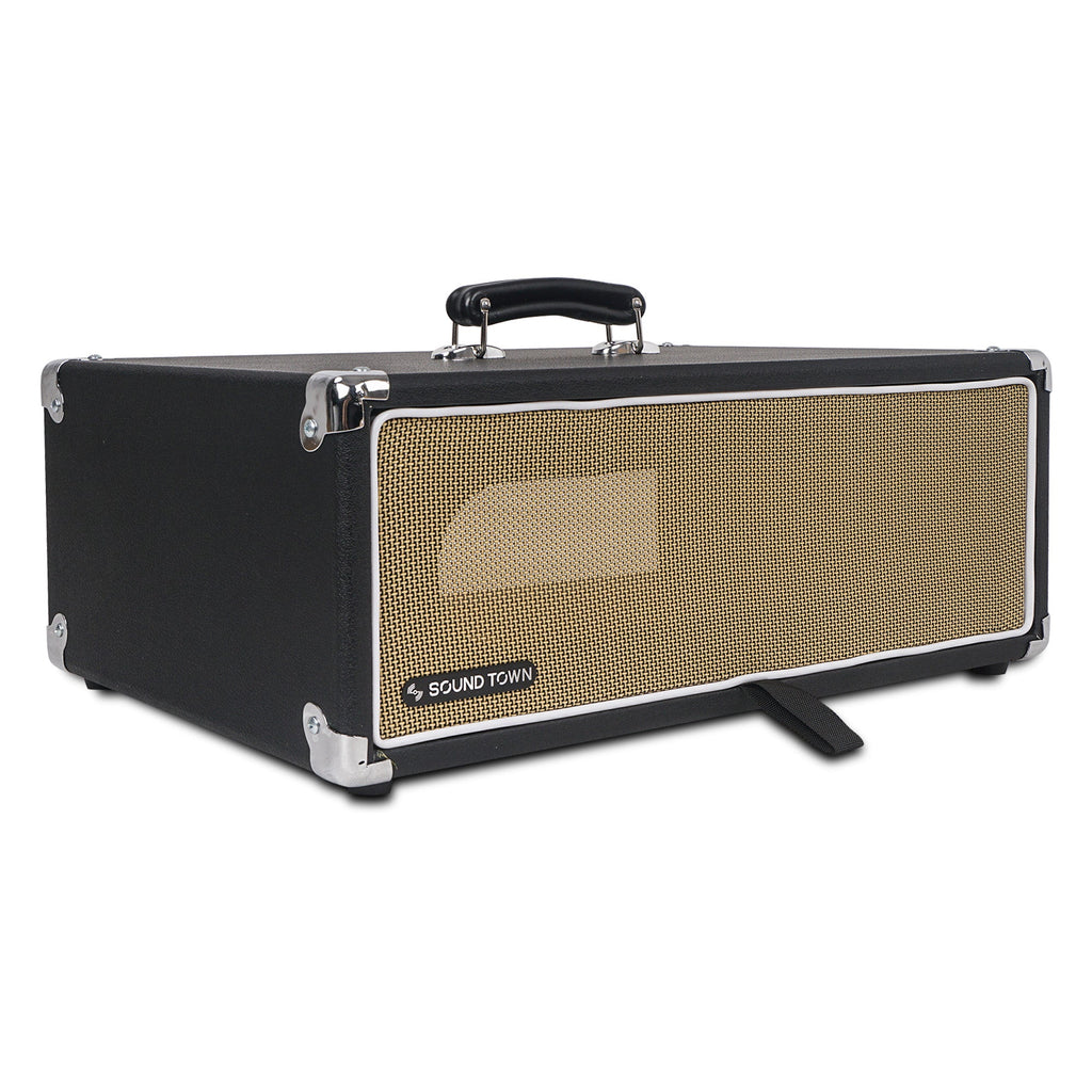 Sound Town STVRC-3BK-R | REFURBISHED: Vintage 3U Amp Rack Case, 12.5" Depth with Rubber Feet, Dust Cover, Kickstand, Black  - Right Panel