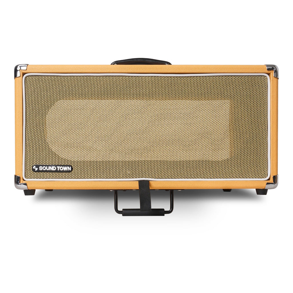 Sound Town STVRC-4OR-R Vintage 4U Amp Rack Case, 12.5" Depth with Rubber Feet, Dust Cover, Kickstand, Orange, Refurbished - Retro Design