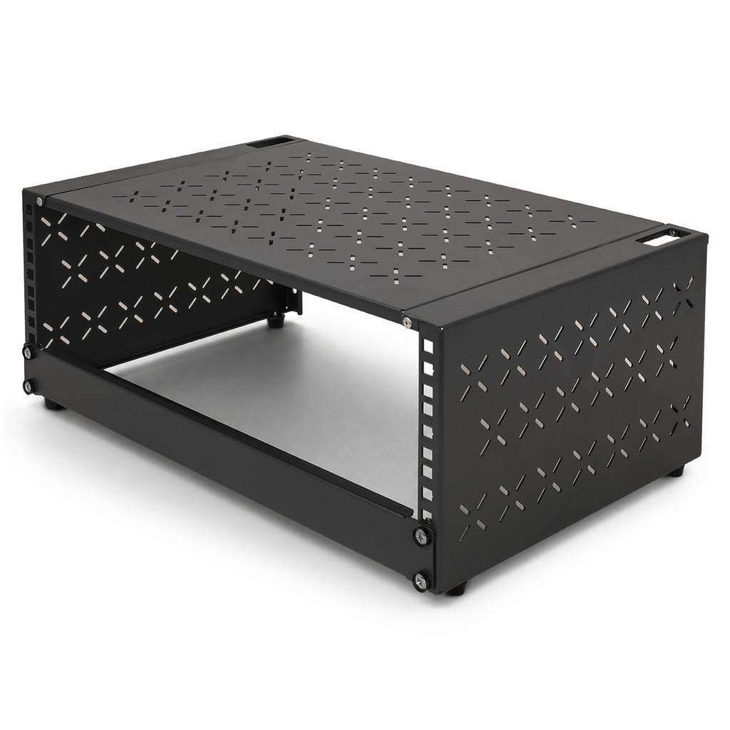Sound Town STWOR-4U | 4U Foldable Wall-Mount & Desktop Open Frame Server Rack with 12" Depth for Network Equipment, Switches, Routers, Patch Panels, NAS, PDUs - Left View