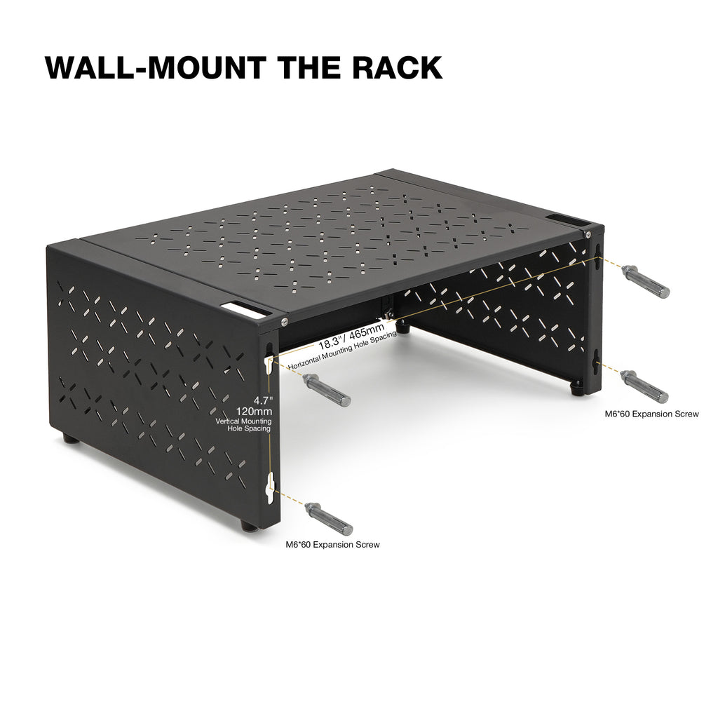 Sound Town STWOR-4U | 4U Foldable Wall-Mount & Desktop Open Frame Server Rack with 12" Depth for Network Equipment, Switches, Routers, Patch Panels, NAS, PDUs - Screw Installation