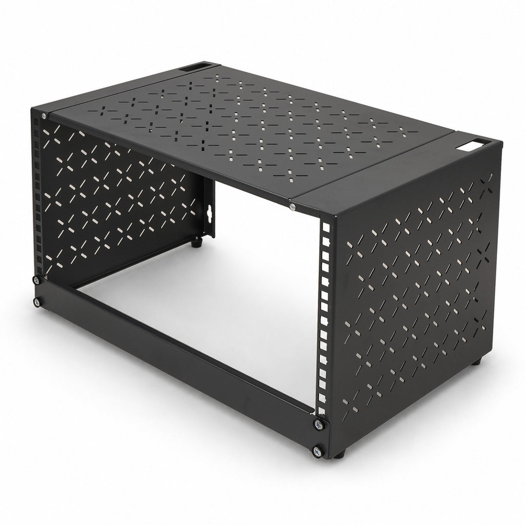 Sound Town STWOR-6U | 6U Foldable Wall-Mount & Desktop Open Frame Server Rack with 12" Depth for Network Equipment, Switches, Routers, Patch Panels, NAS, PDUs - Left